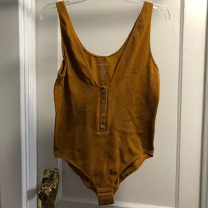 Mustard deep V bodysuit